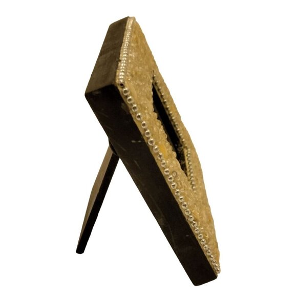 White Beaded Picture Frame Jeweled Whimsycore Boho Fairycore Wedding 3x3 - Picture 3 of 7